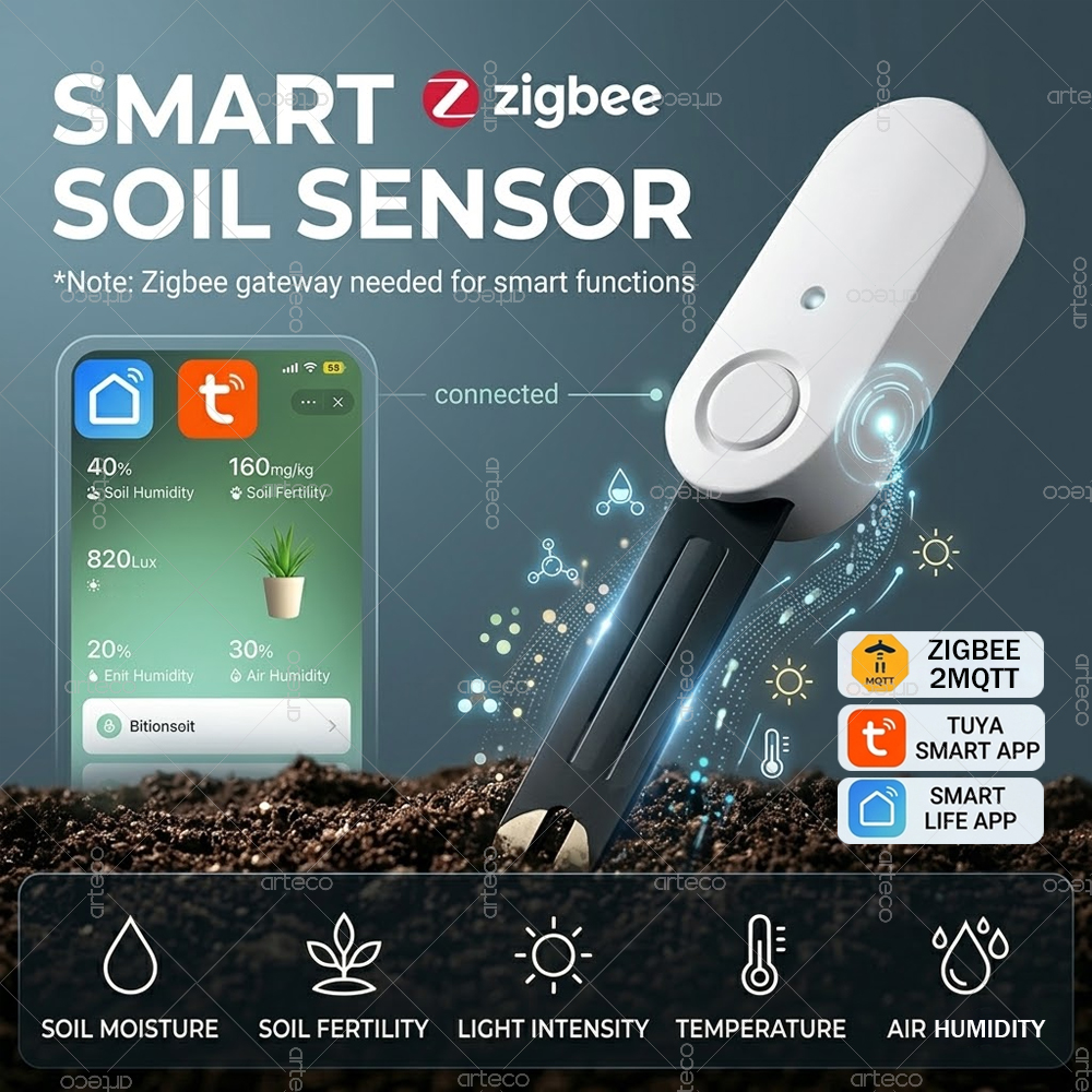 Smart Soil Sensor - Zigbee Smart Soil Moisture Sensor 5-In-1
