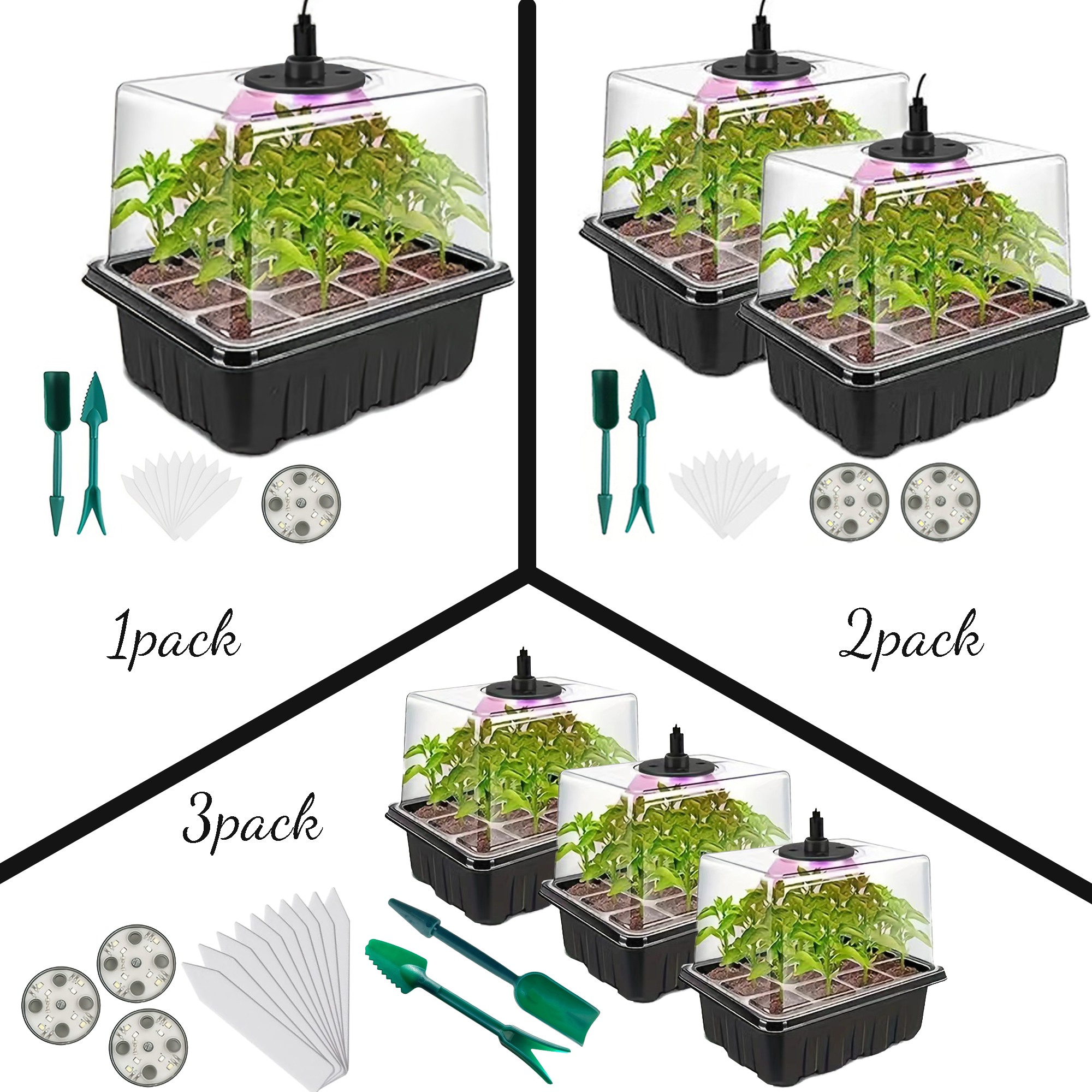 Plant Grow Light Full Spectrum - Seedling Starter Kit 1/2/3 Sets, 8