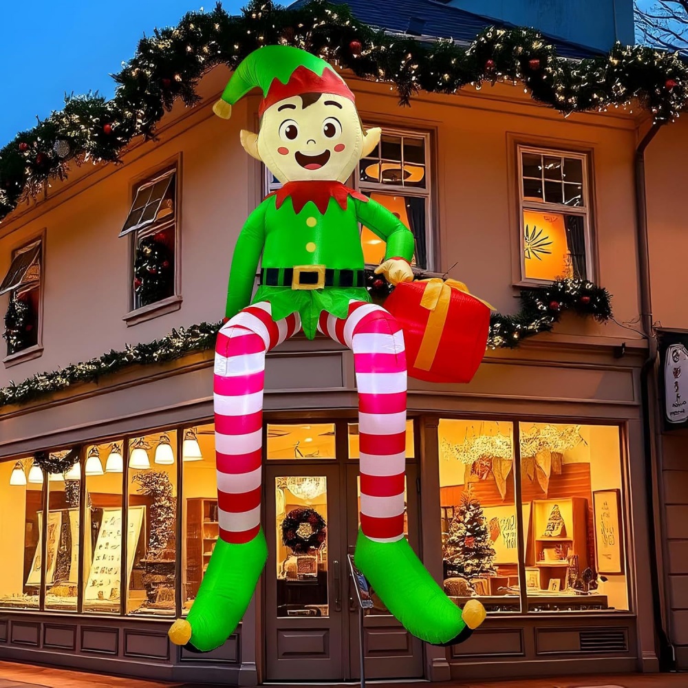 Smart Garden Lamp - 8FT Christmas Inflatables Sitting Elf Decoration