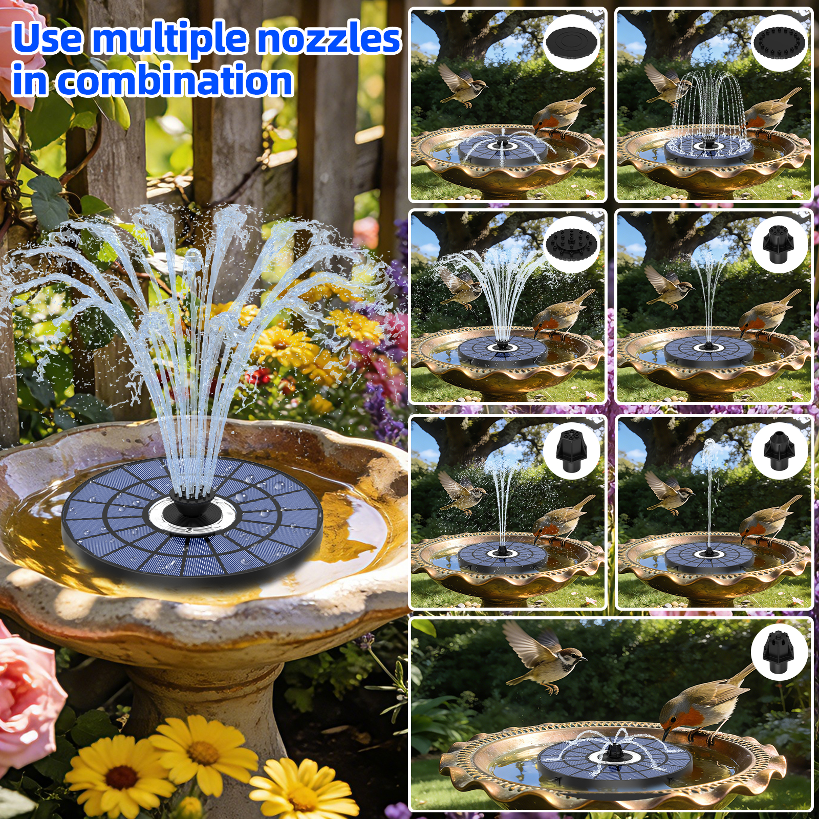 5.5W Solar Water Fountain 1500 - Smart Garden Light Camera 评论和价格