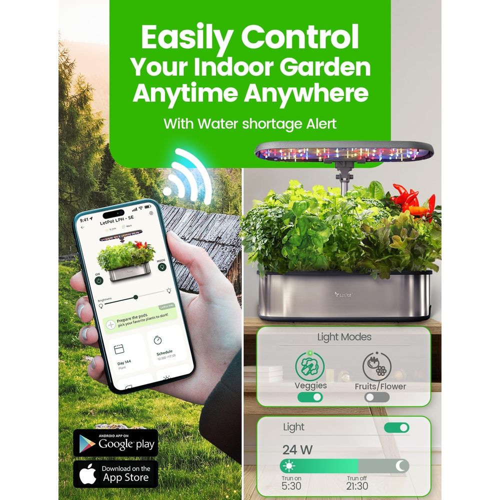 12-Pod Hydroponic Herb Garden  - Smart Garden Light Controller 评论和价格