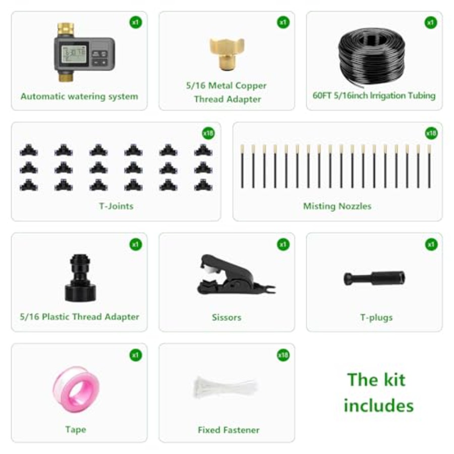 60Ft Drip Irrigation System wi - Smart Garden Water Features 评论和价格