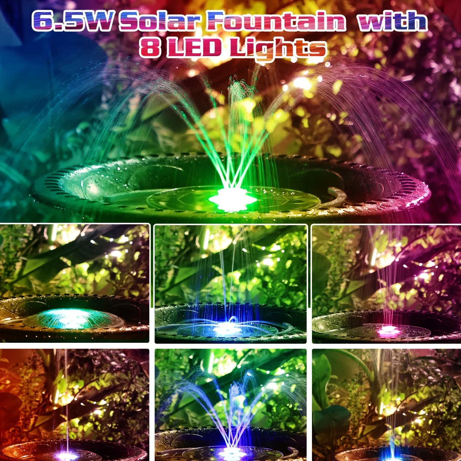 6.5W LED Solar Fountain Pump w - Smart Garden Light Camera 评论和价格