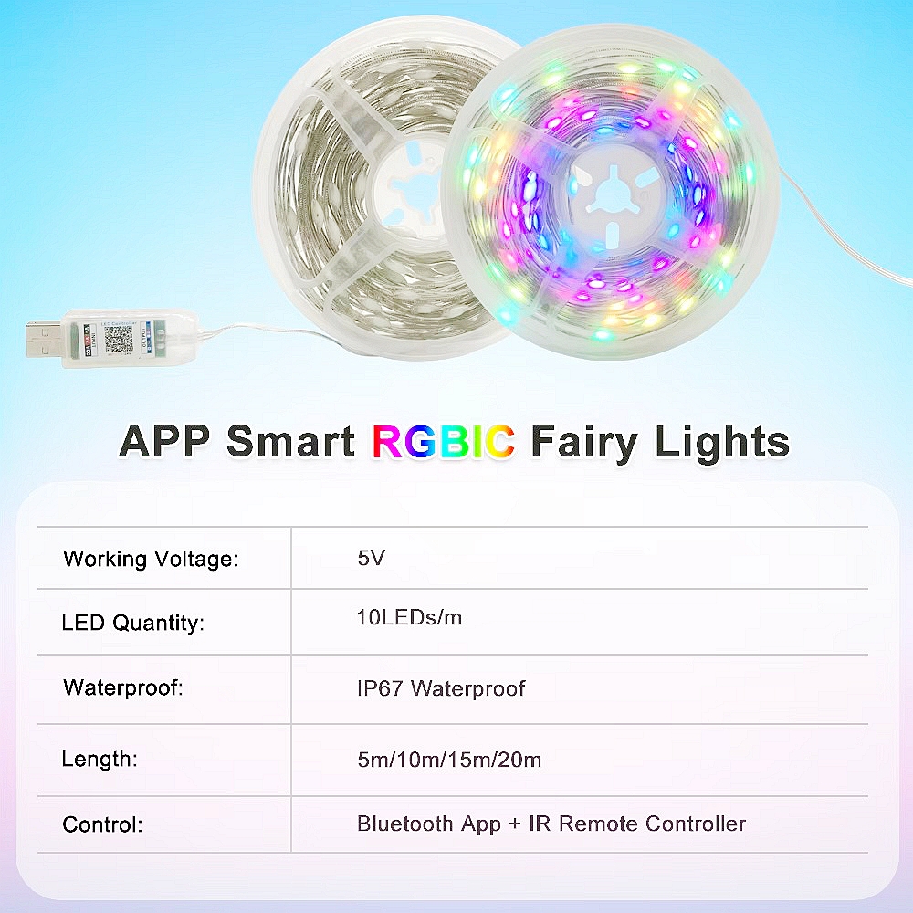 USB LED Smart app RGBIC Fairy  - Smart Garden Light Controller 评论和价格