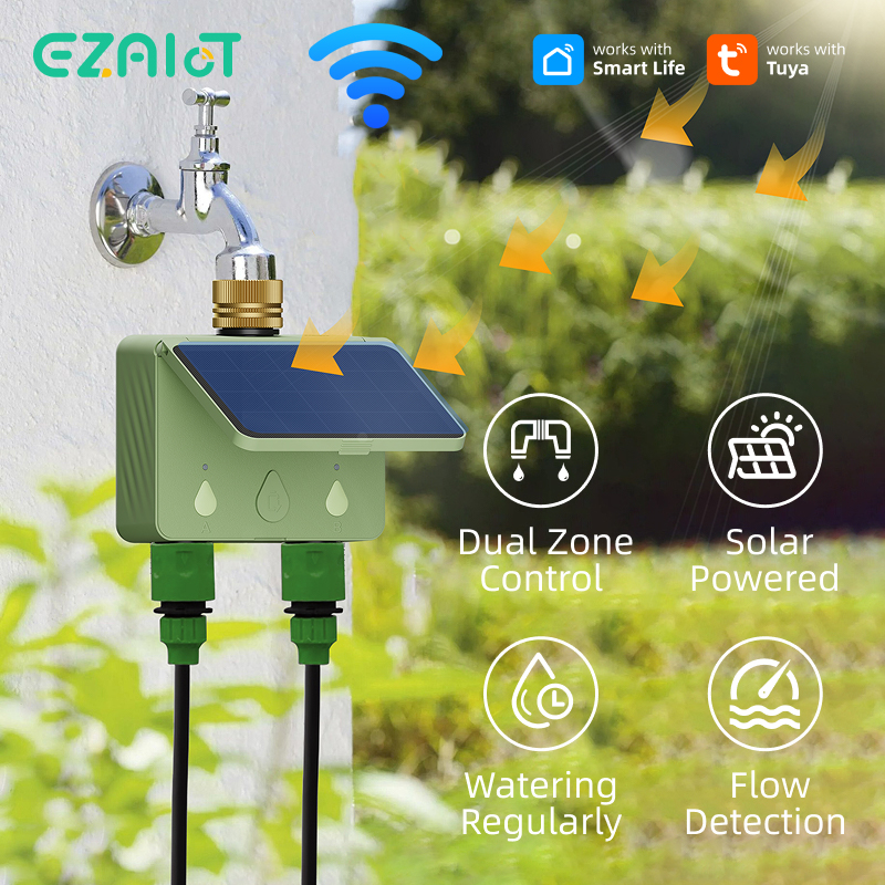 WiFi Water Timer 2 Zone Solar  - Smart Garden Monitor 评论和价格